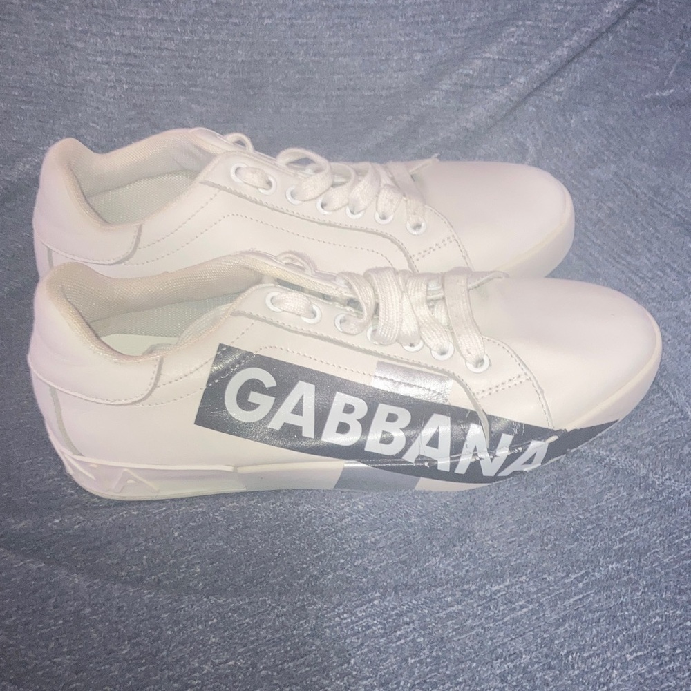 Dolce & Gabbana White and Black Logo Sneakers
